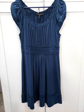BCBGMaxAzria Navy Blue Pleated Top